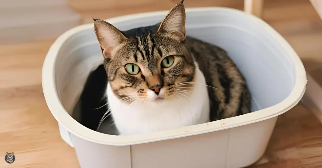 why is my cat laying in the litter box